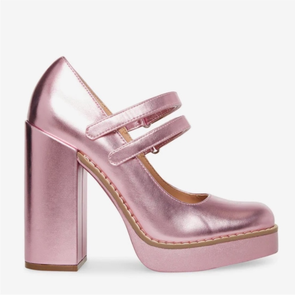 Steve Madden metallic Pink “TWICE” Platform Mary Jane Heels